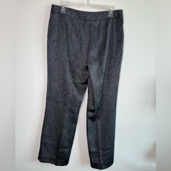 Anne Klein Womens Pants Sz 10 p Silver/Black Herringbone Straight Leg - Picture 4 of 6